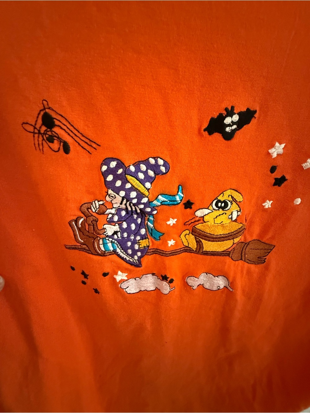 Vintage holiday Halloween embroidered shirt with shoulder pads